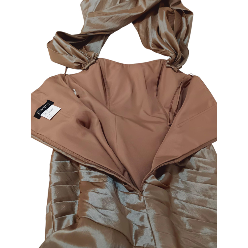 NEW JOVANI Formal Dress 10 Ballgown Bronze Beaded Taffeta Optional Wrap MotherOf - Picture 10 of 16